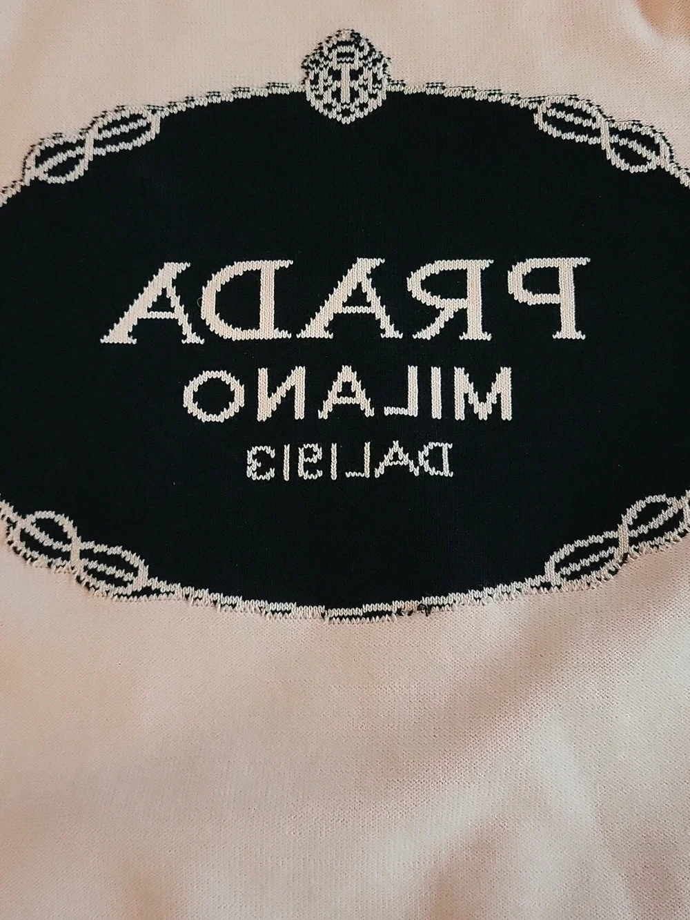 Prada Pink Logo Short-Sleeve Knit Top 20 Across 21 Up & down - Picture 8 of 12